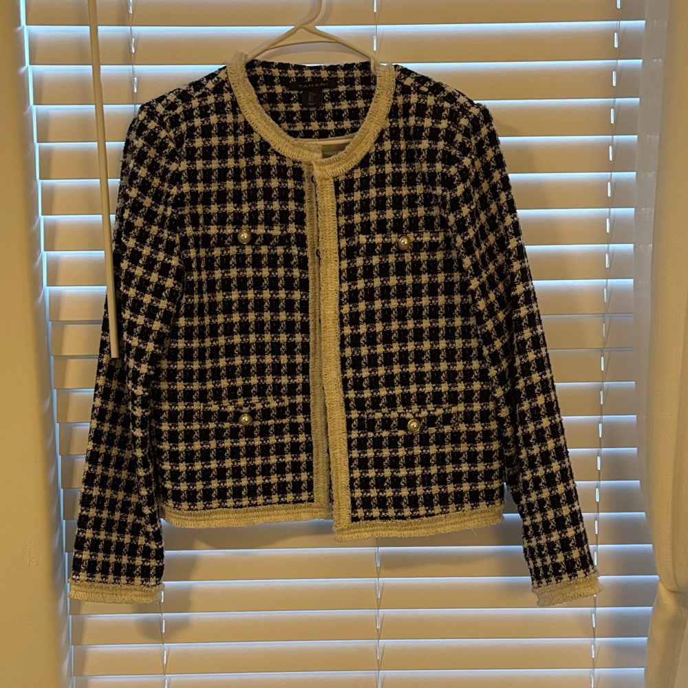 Tahari Black and White Checkered Blazer